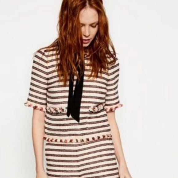 Zara Tweed Blouse Chanel Style Lunch Brunch Old Money, Size XS - Picture 4 of 14